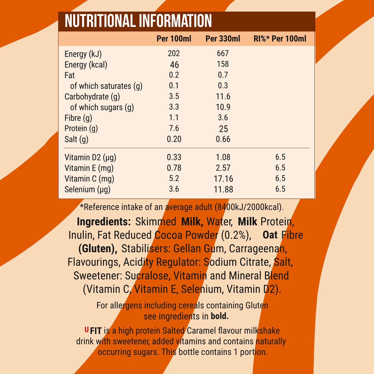 UFIT 25G PROTEIN SHAKE DRINK VARIETY PACK - 9 BOTTLES