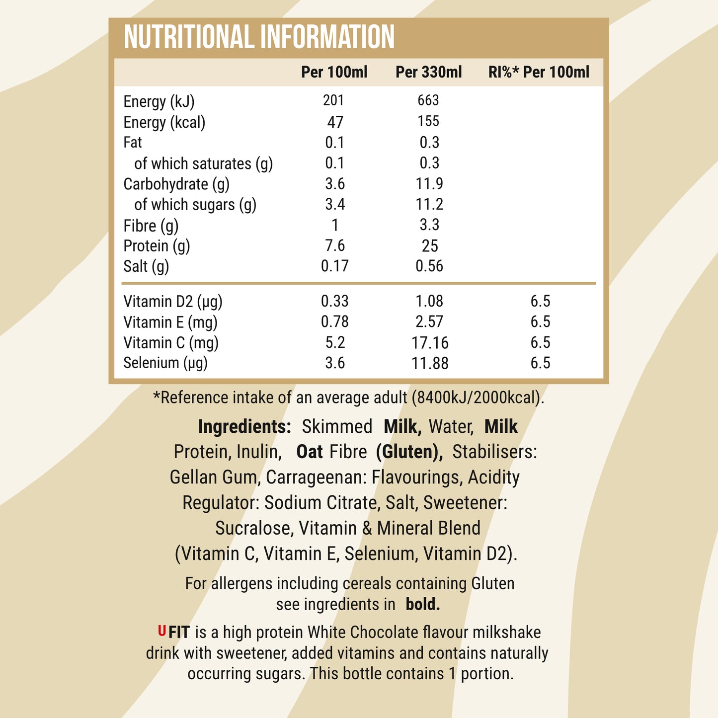 UFIT 25G PROTEIN SHAKE DRINK VARIETY PACK - 9 BOTTLES